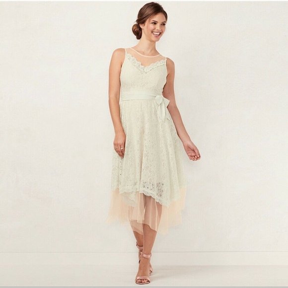 LC Lauren Conrad Dresses & Skirts - NEW Women's LC Lauren Conrad Lace Handkerchief Hem Midi Dress Size 4 MSRP $78